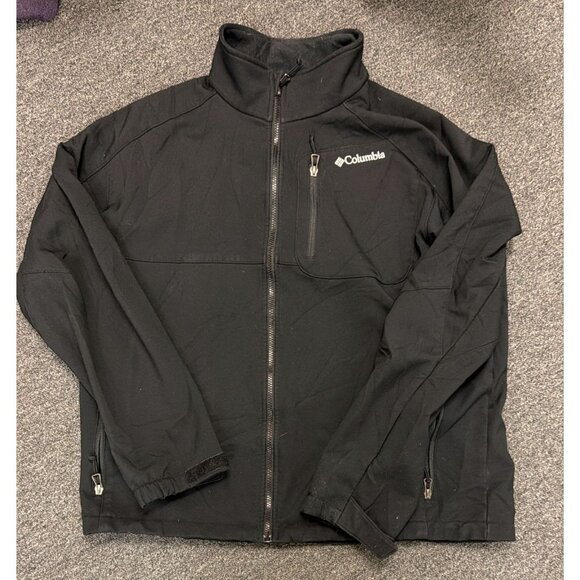 Columbia Omni-Shield Softshell Jacket Mens XL Black Full Zip Fleece Lined - Picture 1 of 3